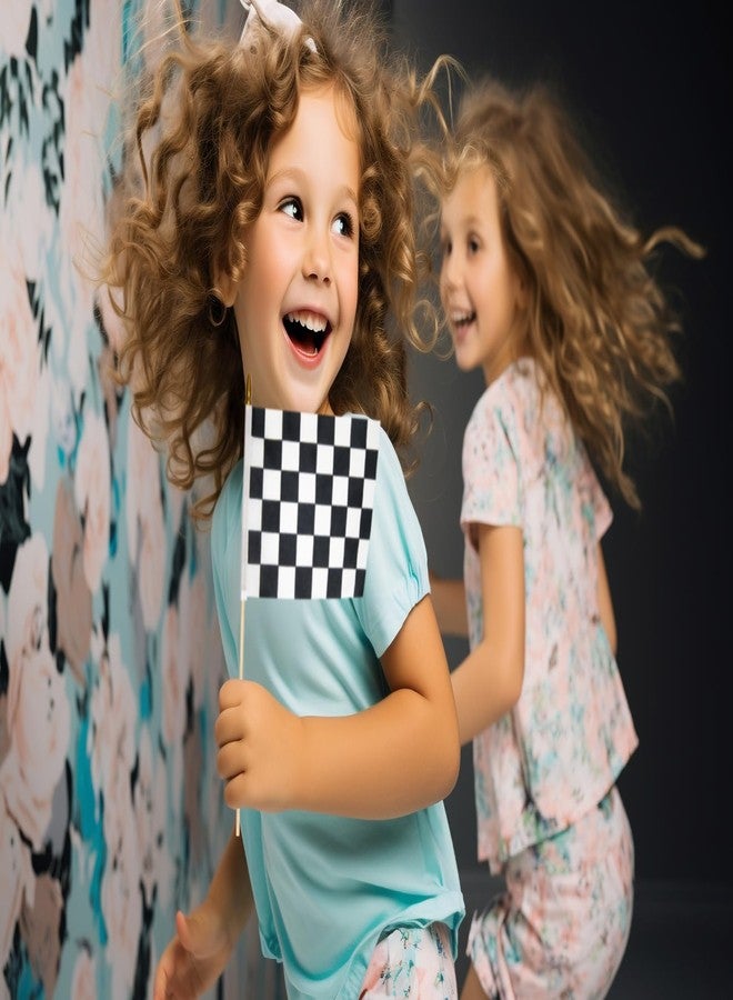 Uelfbaby 12 Pack 4x6 Inch Checkered Flag On Sticks, Race Birthday Party Supplies, Double Sided Racing Party Decorations, Black White Checkered Mini Stick Flag For Room - Image 4